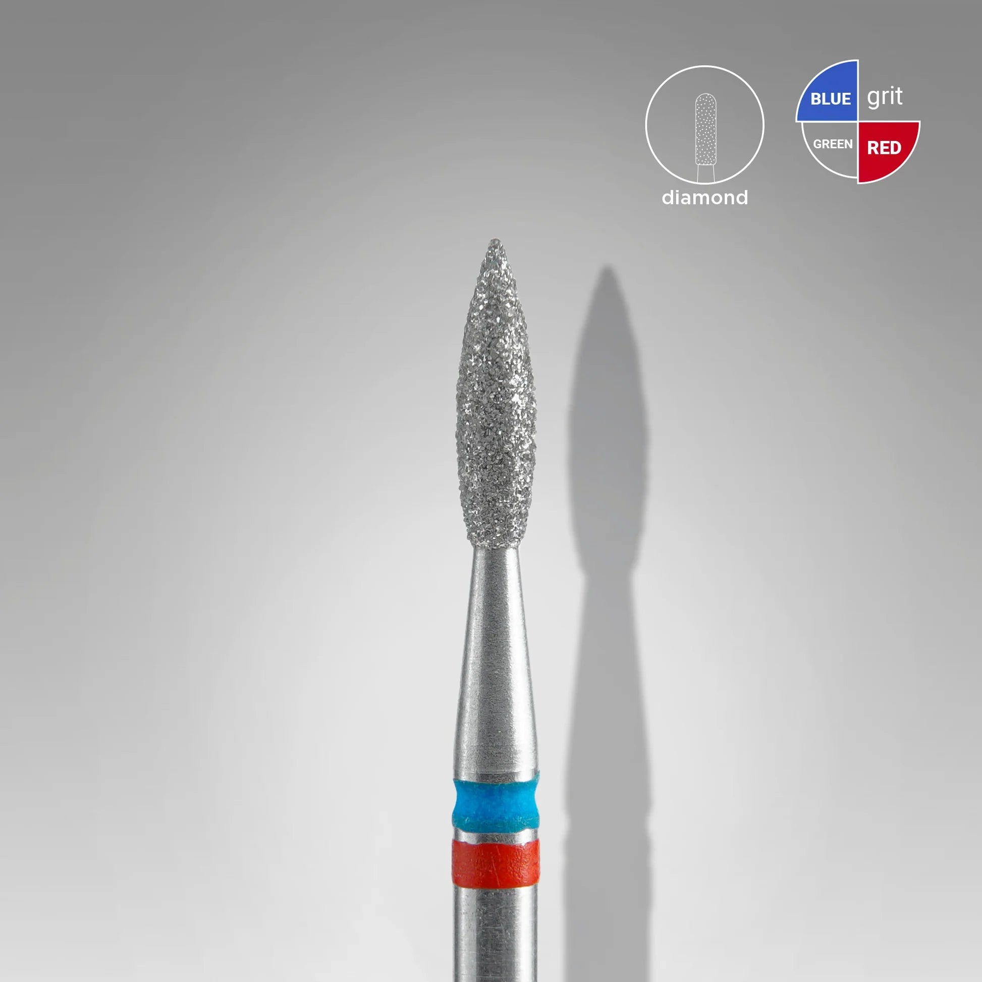 STALEKS Diamond Nail Drill Bit Pointed Flame- Expert Blue/Red
