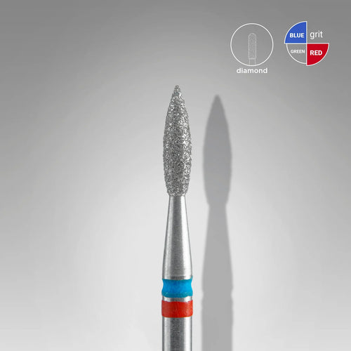 STALEKS Diamond Nail Drill Bit Pointed Flame- Expert Blue/Red